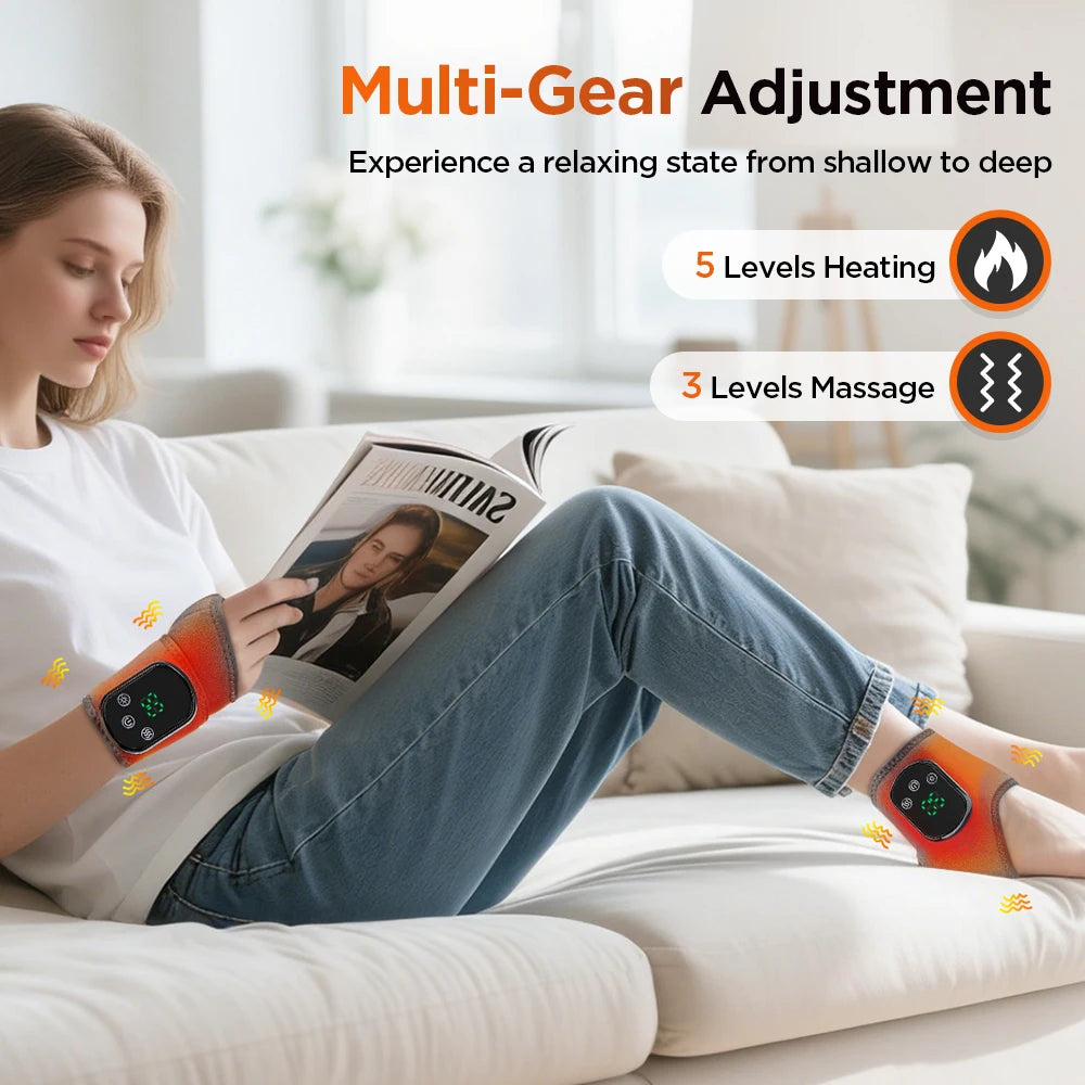 Hailicare Rechargeable Electric Ankle Massage Brace With Heat And Vibration