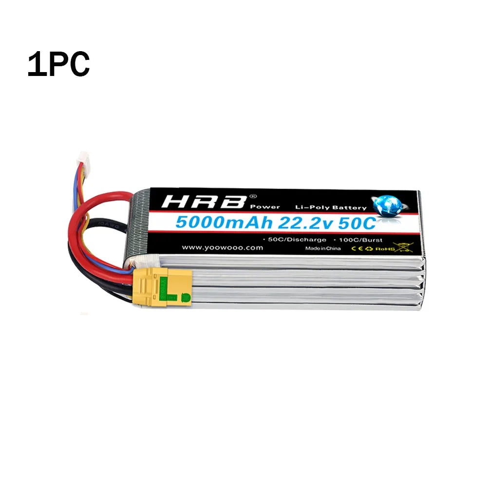 HRB 22.2V 5000mAh 6S LiPo Battery 50C XT90 EC5 Connector