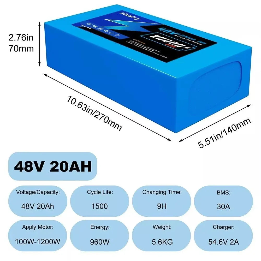 Cheterdoli 36V Li-Ion Ebike Battery Pack 10–20Ah With Charger