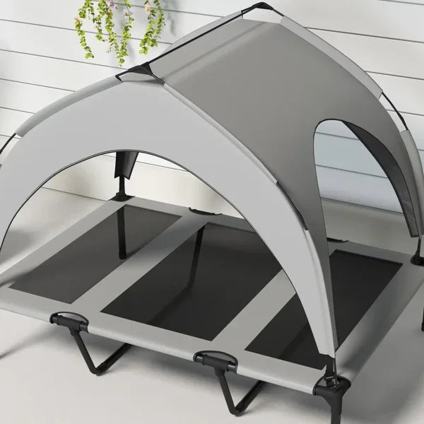 Elevated Dog Bed With Cooling Pad And Canopy, Portable Cot