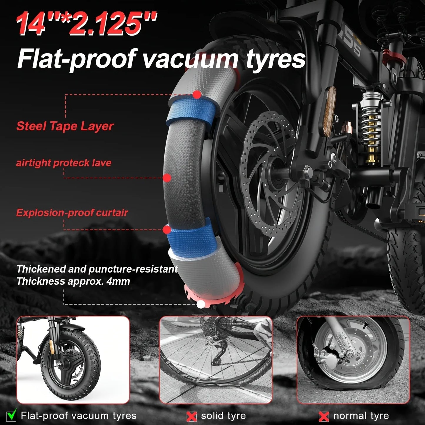 UPlee GS5 500W Peak Electric Bike With Removable 48V Battery