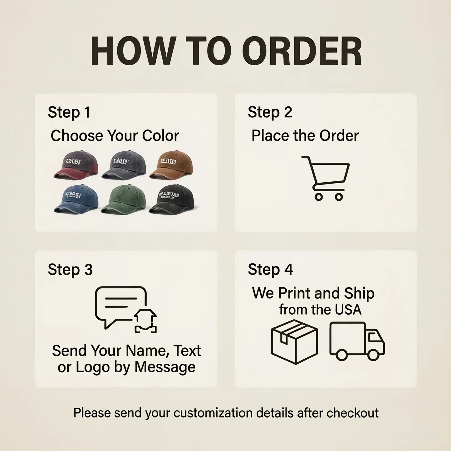 Personalized Vintage Washed Baseball Cap With Custom Name Text Logo