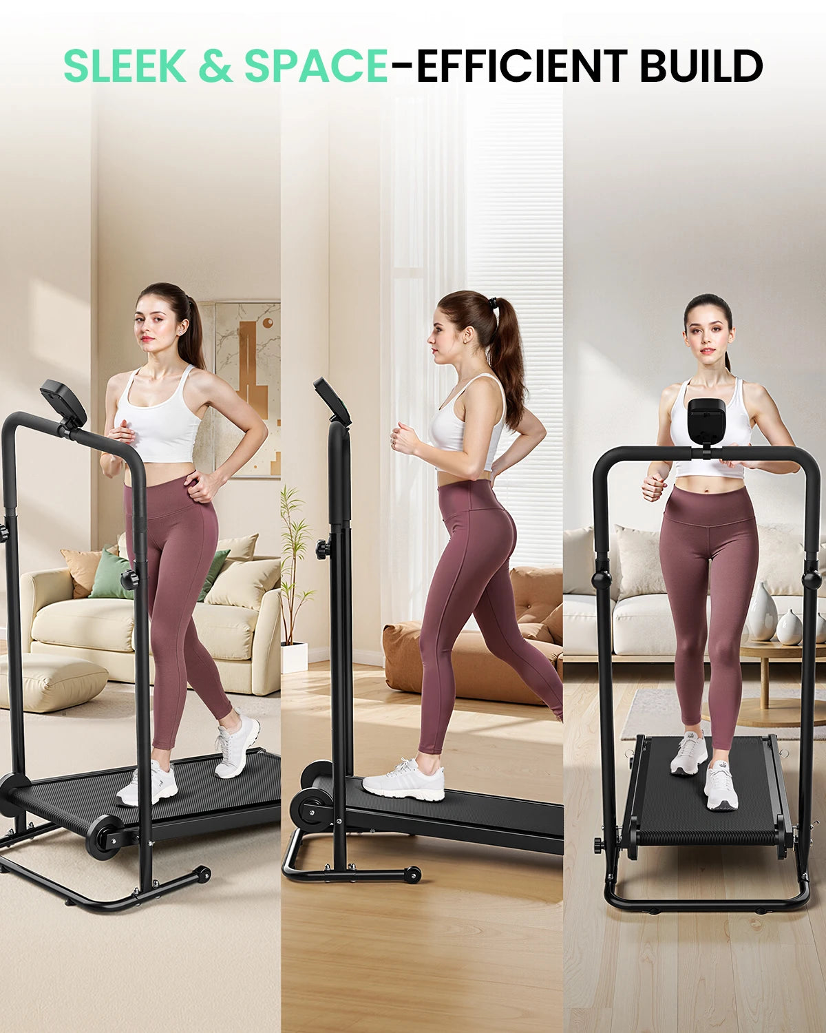 AKLUER Non Electric Treadmill With Dual Flywheels And Fixed Incline