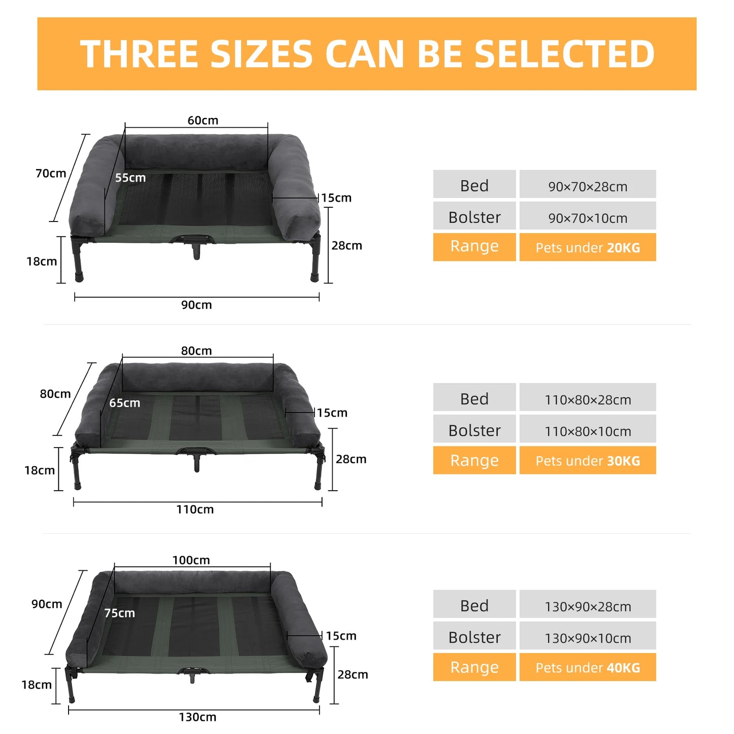 BINGOPAW Elevated Outdoor Pet Lounger Bed With Detachable Bolster Cooling