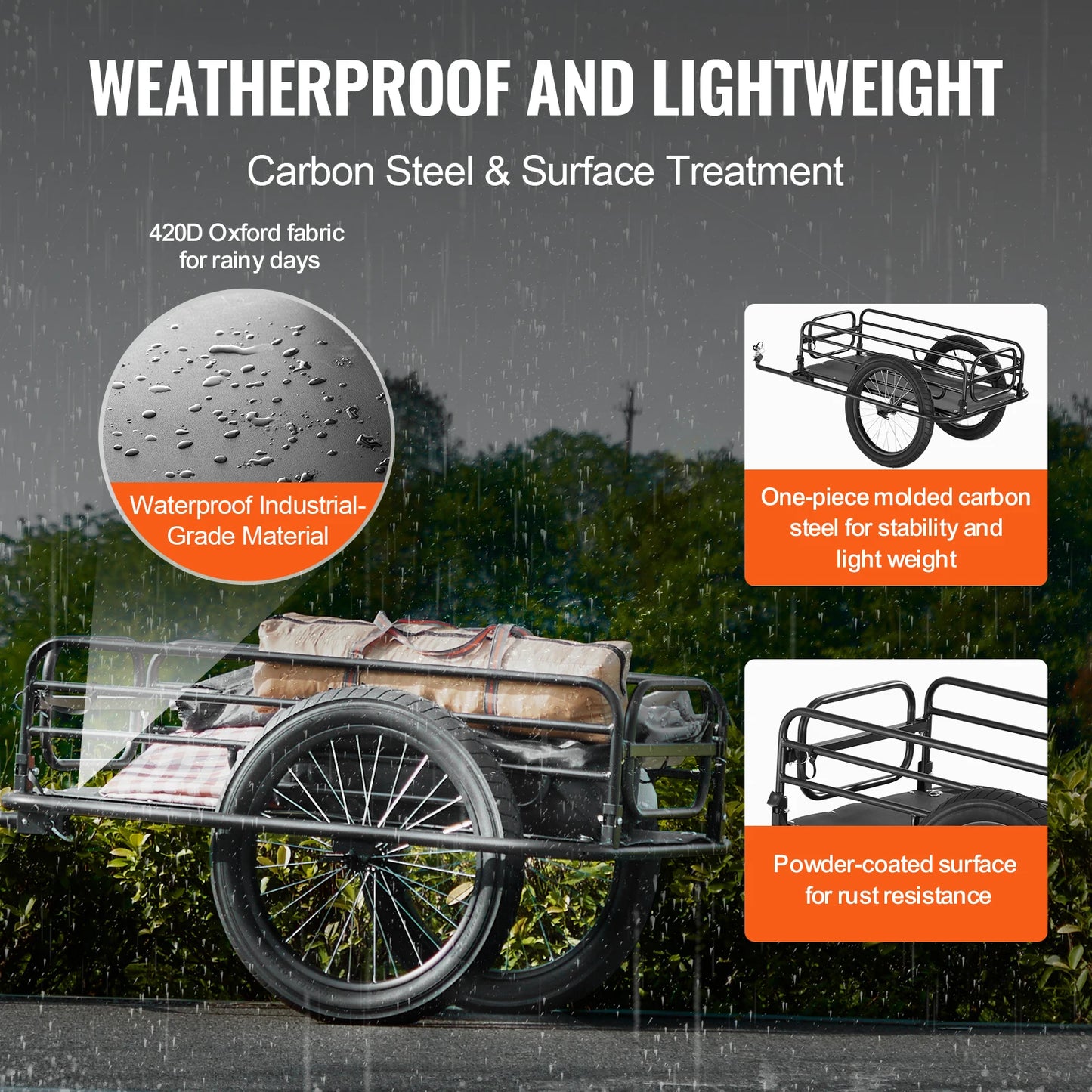 Heavy Duty Foldable Bike Cargo Trailer With Universal Hitch