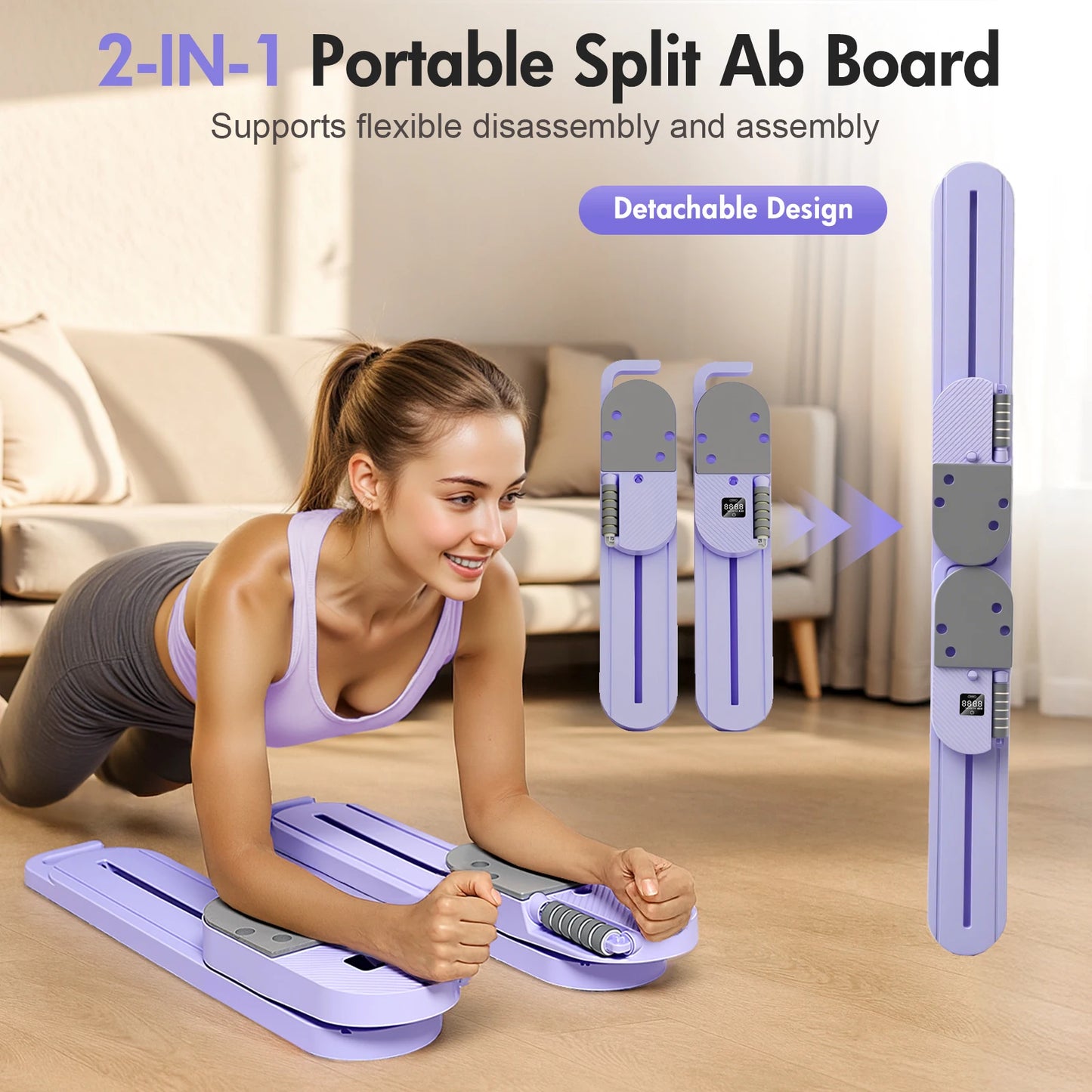 Pilates Reformer Board AB Portable Split Resistance Gym Kit