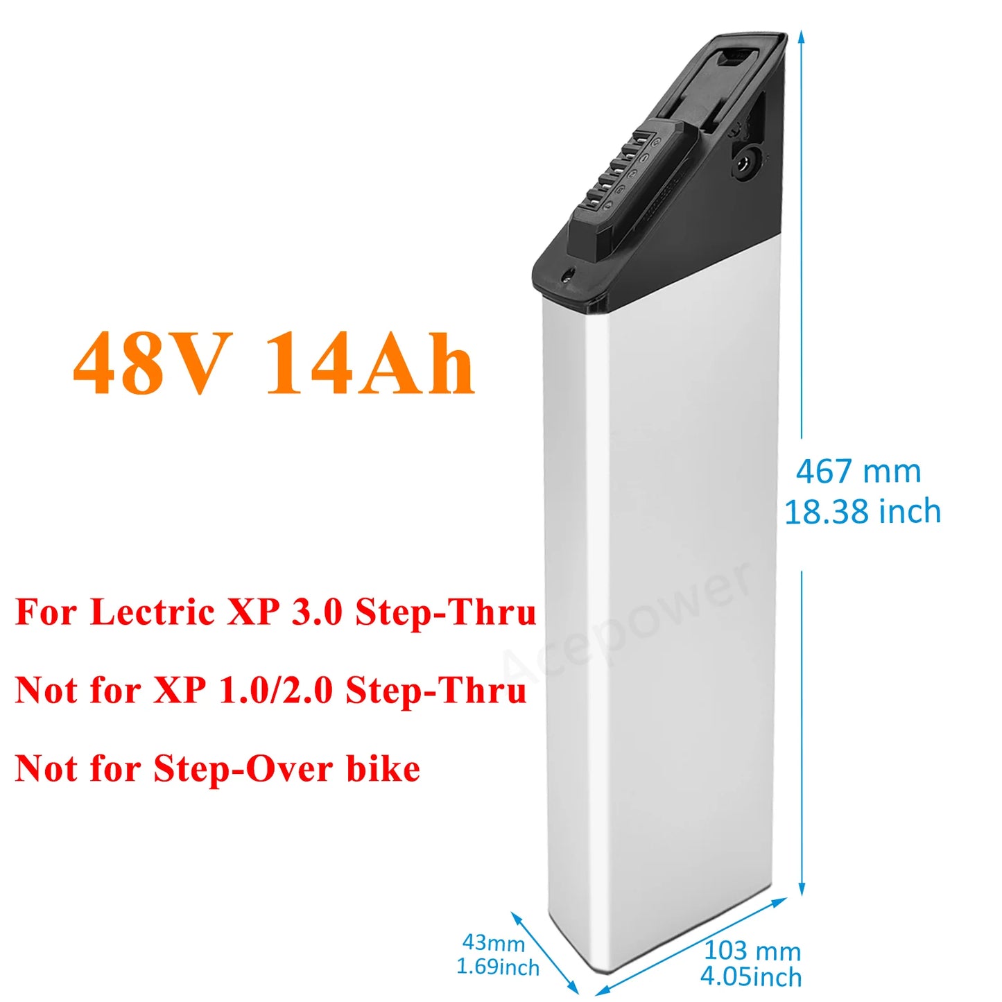 ACEBEI-POWER 48V 10.4Ah Replacement Battery for Lectric XP 3.0 Step-Thru