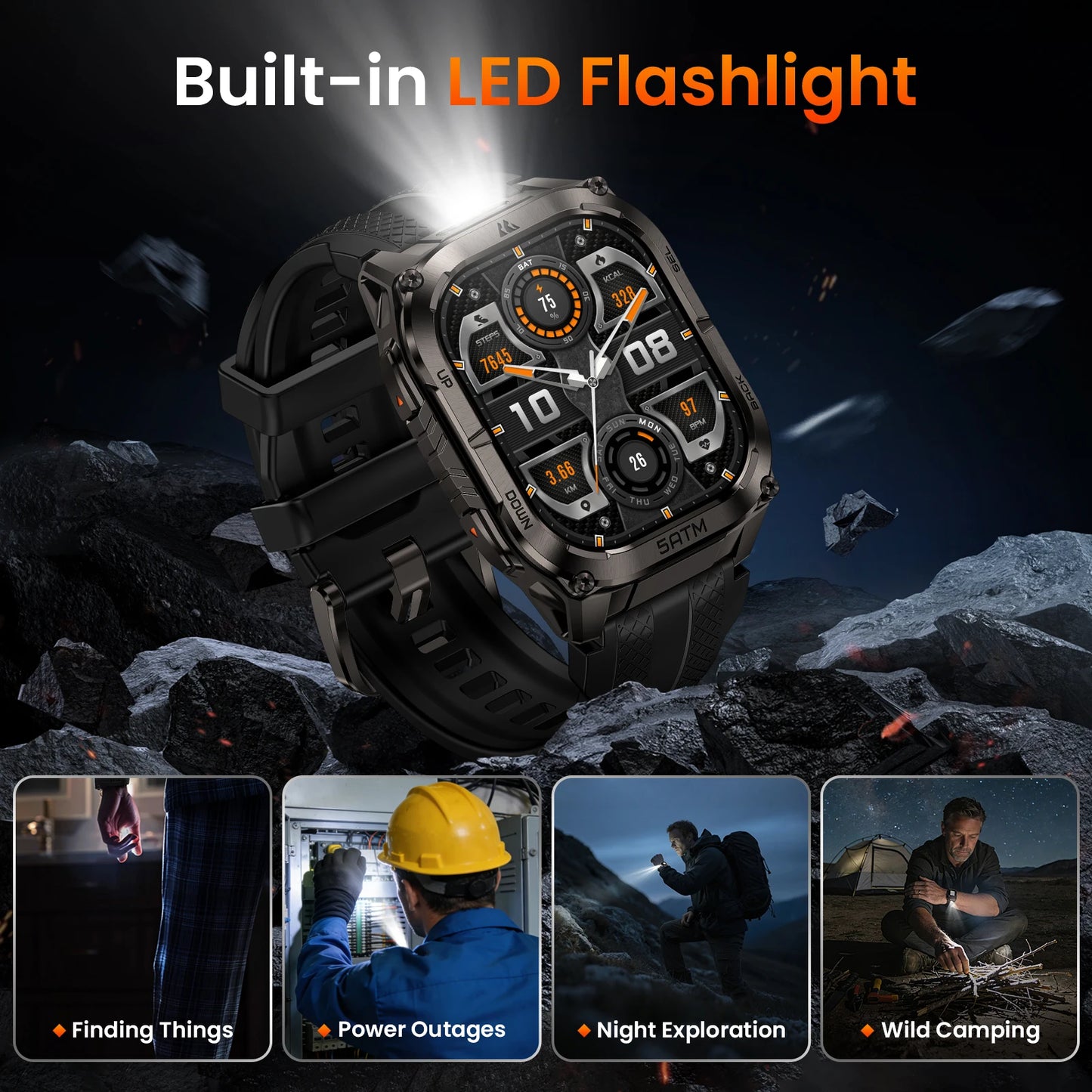 KOSPET Tank M4C Rugged Smartwatch With GPS 5ATM Waterproof