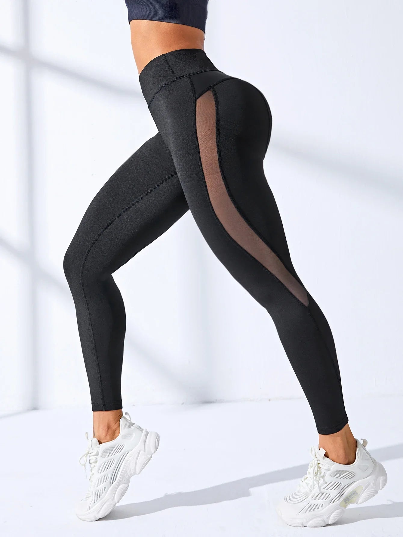 Women High Waist Quick Dry Yoga Leggings With Elastic Waistband