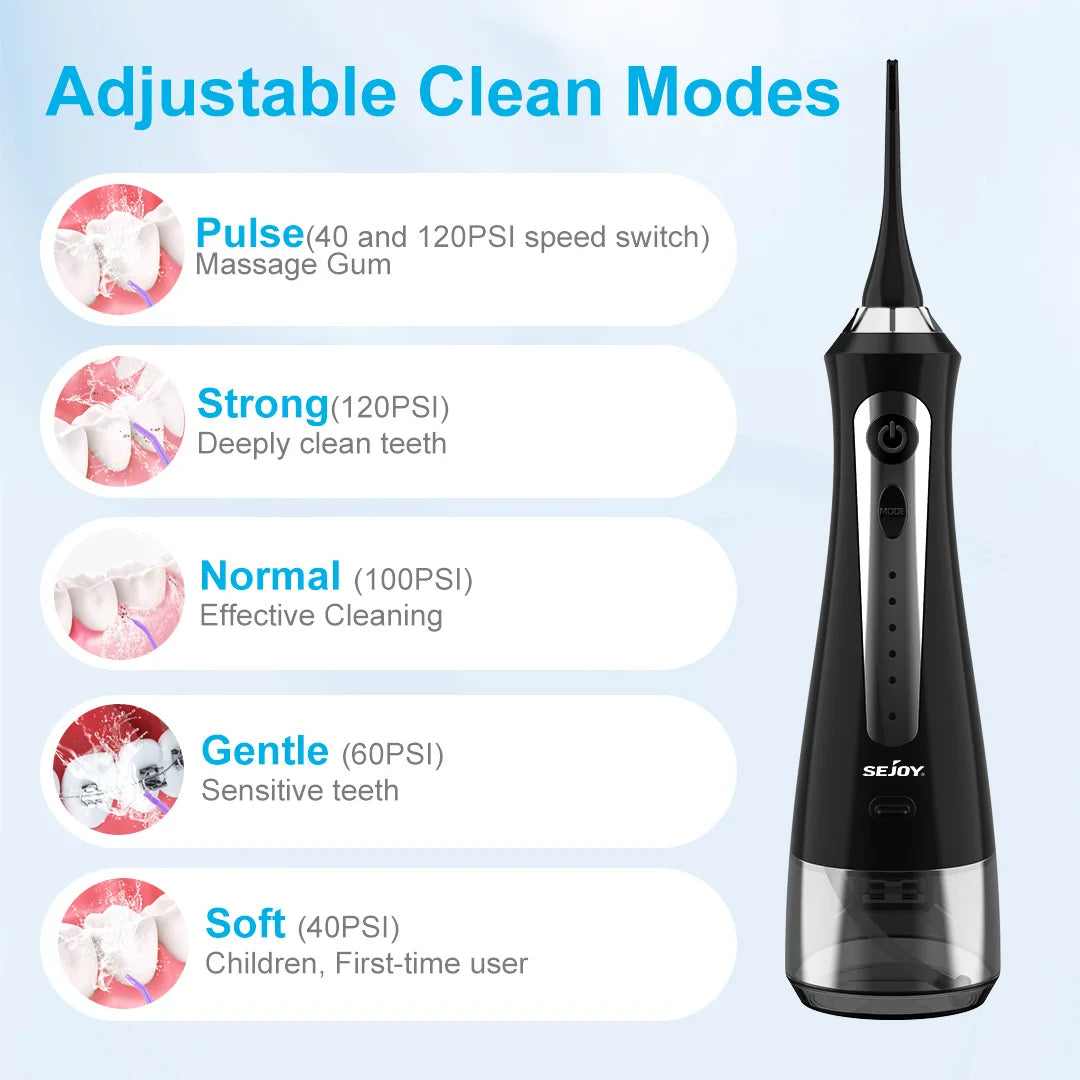 Sejoy Portable Electric Dental Water Flosser Irrigator With Tips