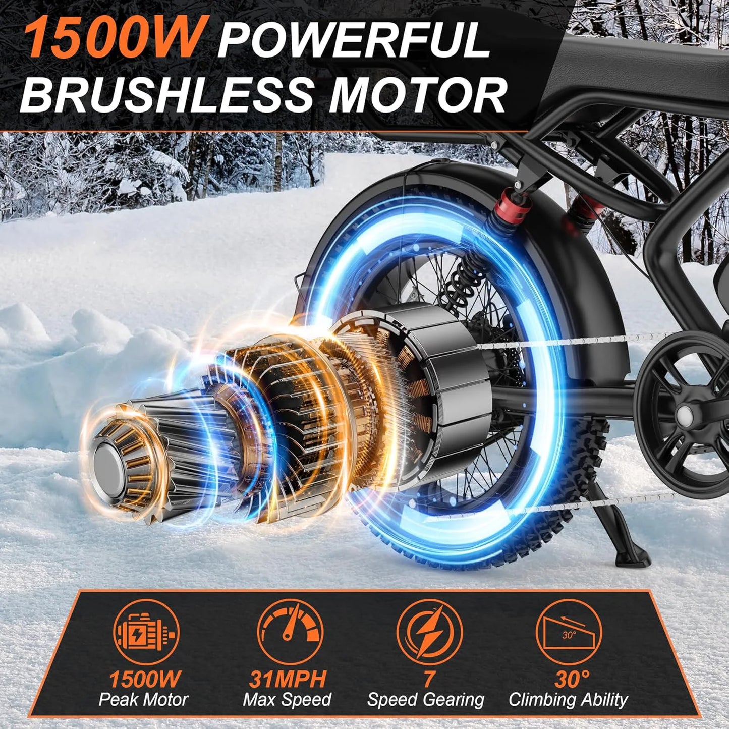 Aovopro 1500W Electric Bicycle Featuring Durable Steel Construction
