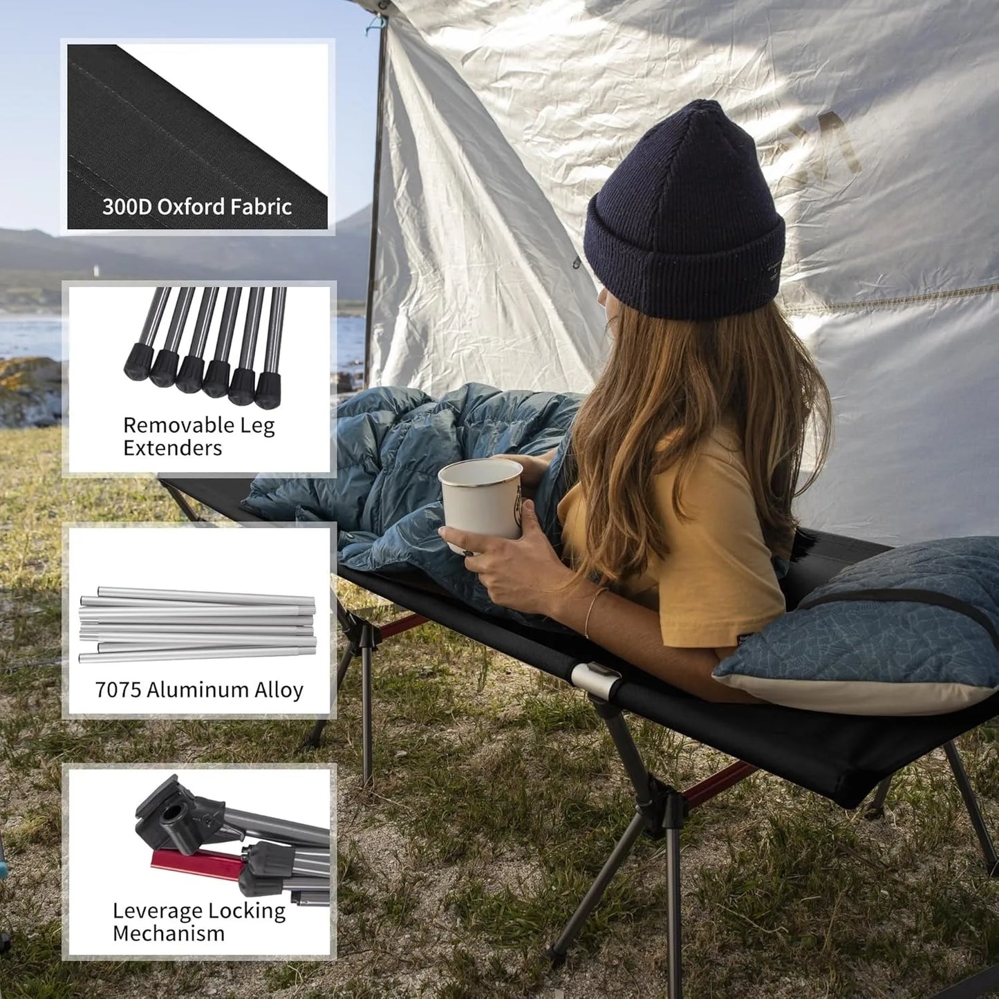 Naturehike Height Adjustable Folding Camping Cot Ultralight Backpacking Bed