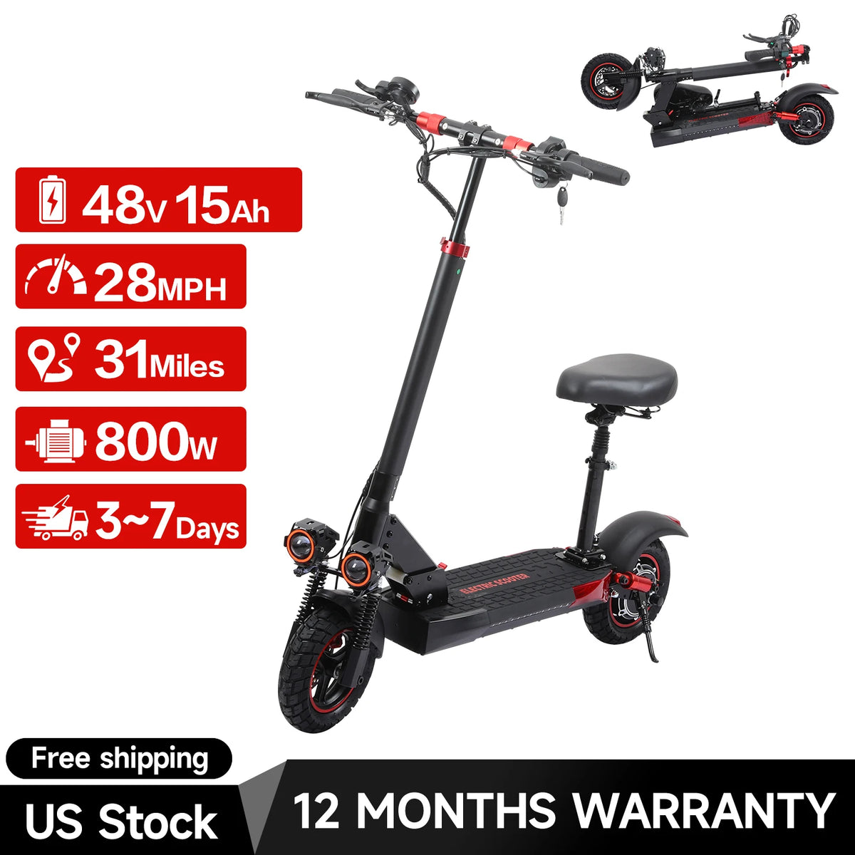 Freeboy J01 Foldable Electric Scooter With Powerful 800W Motor