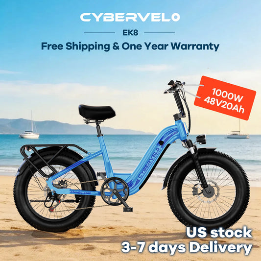 Cybervelo 1000W Peak Motor Step Thru Electric Bike With Removable Battery