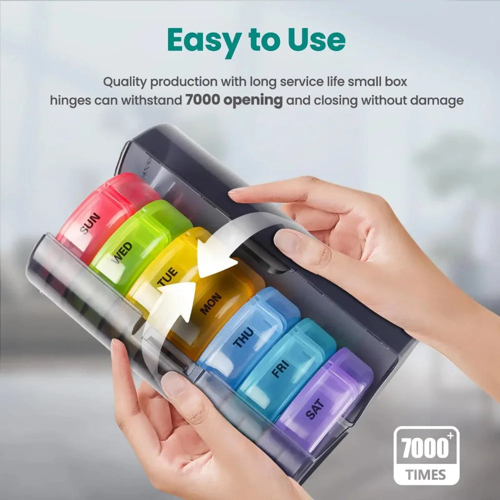 Weekly Portable Medicine Pill Box Container Organizer for Tablet Storage