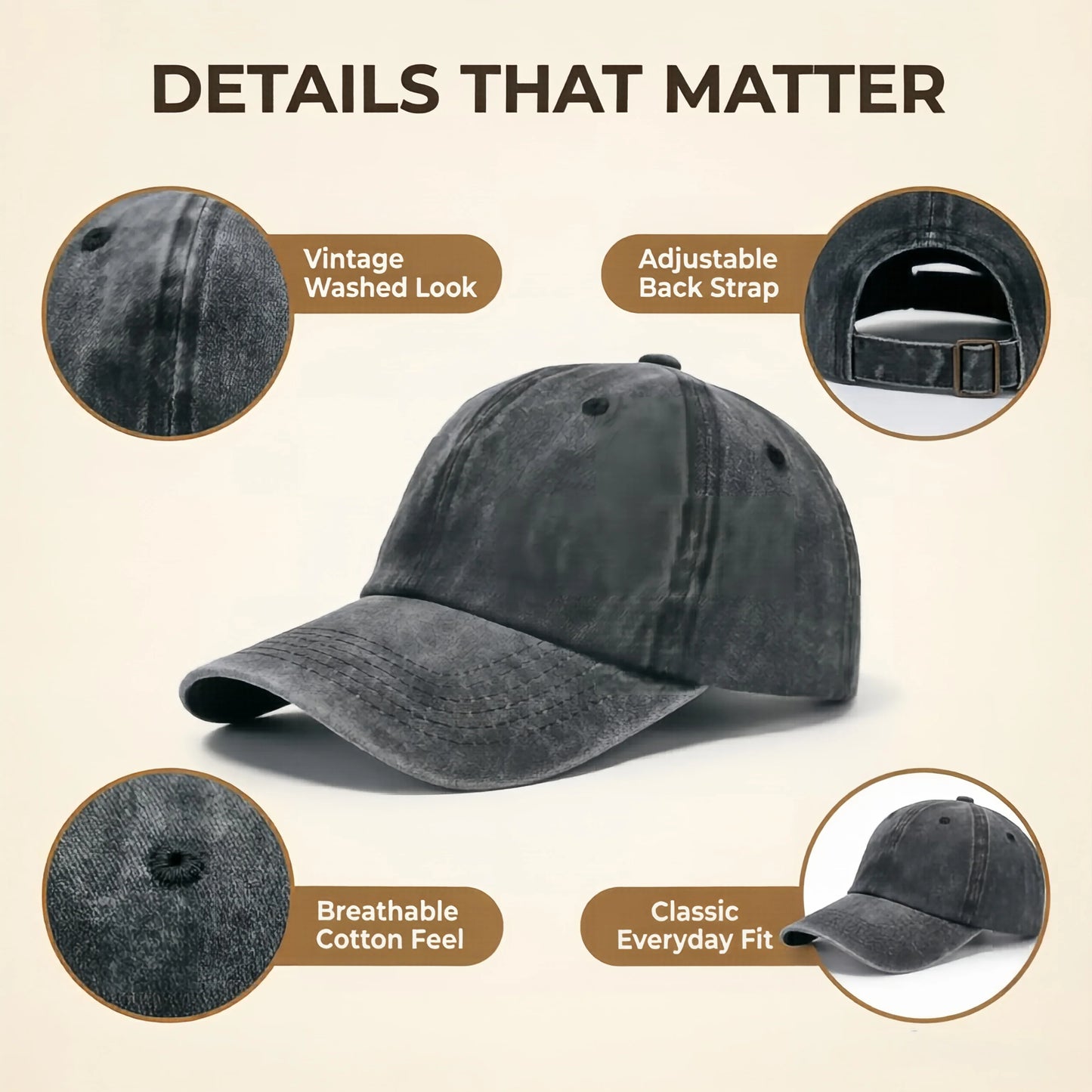Personalized Vintage Washed Baseball Cap With Custom Name Text Logo