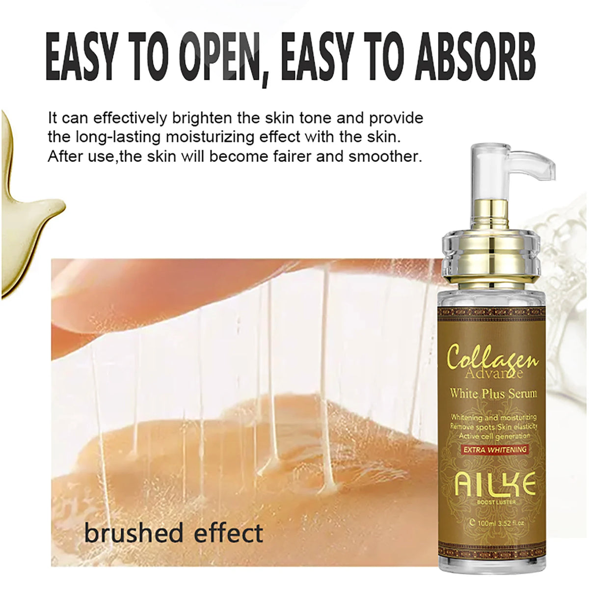 AILKE Skin Whitening Face Serum With Collagen For Dark Spots