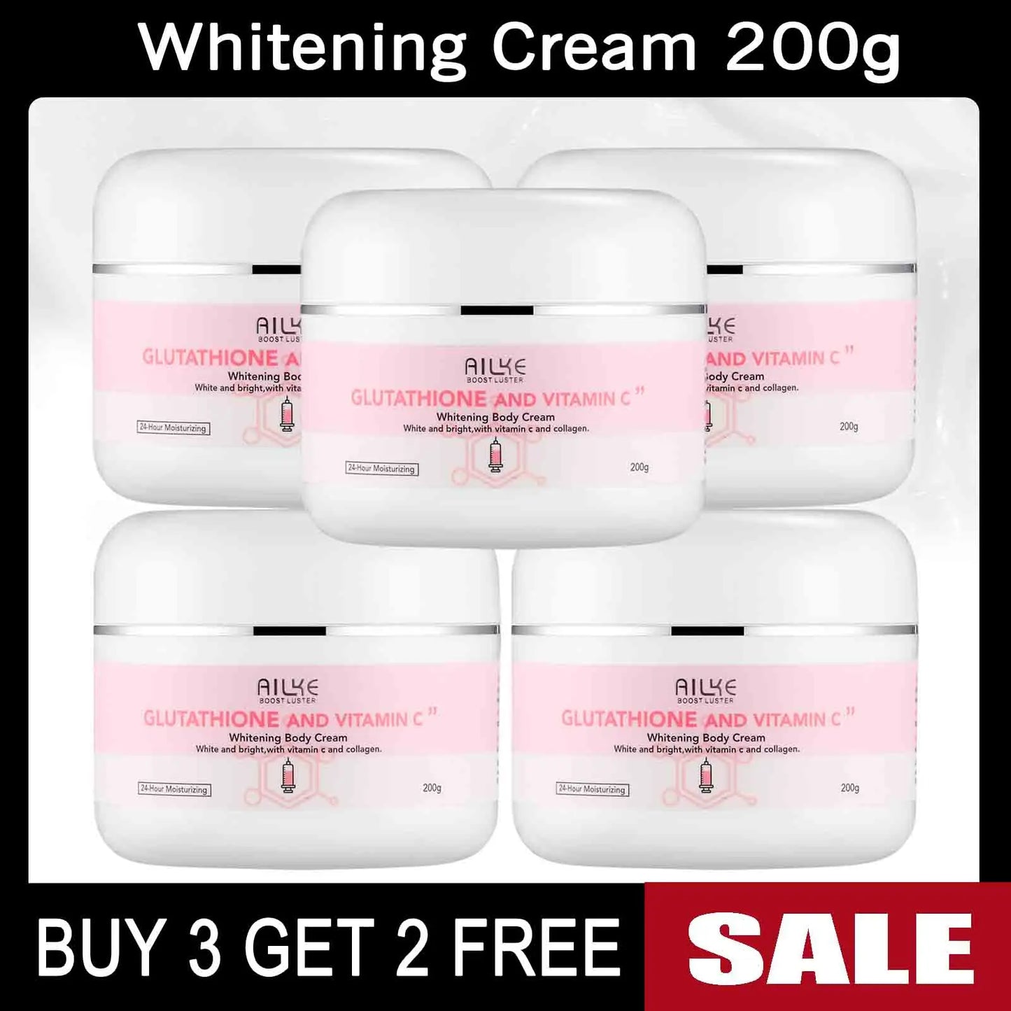 AILKE Whitening Skin Care Kit, With Vitamin C, Glutathione, Brightening, Reduce Dark Spots, Clean Stains, for Men & Women