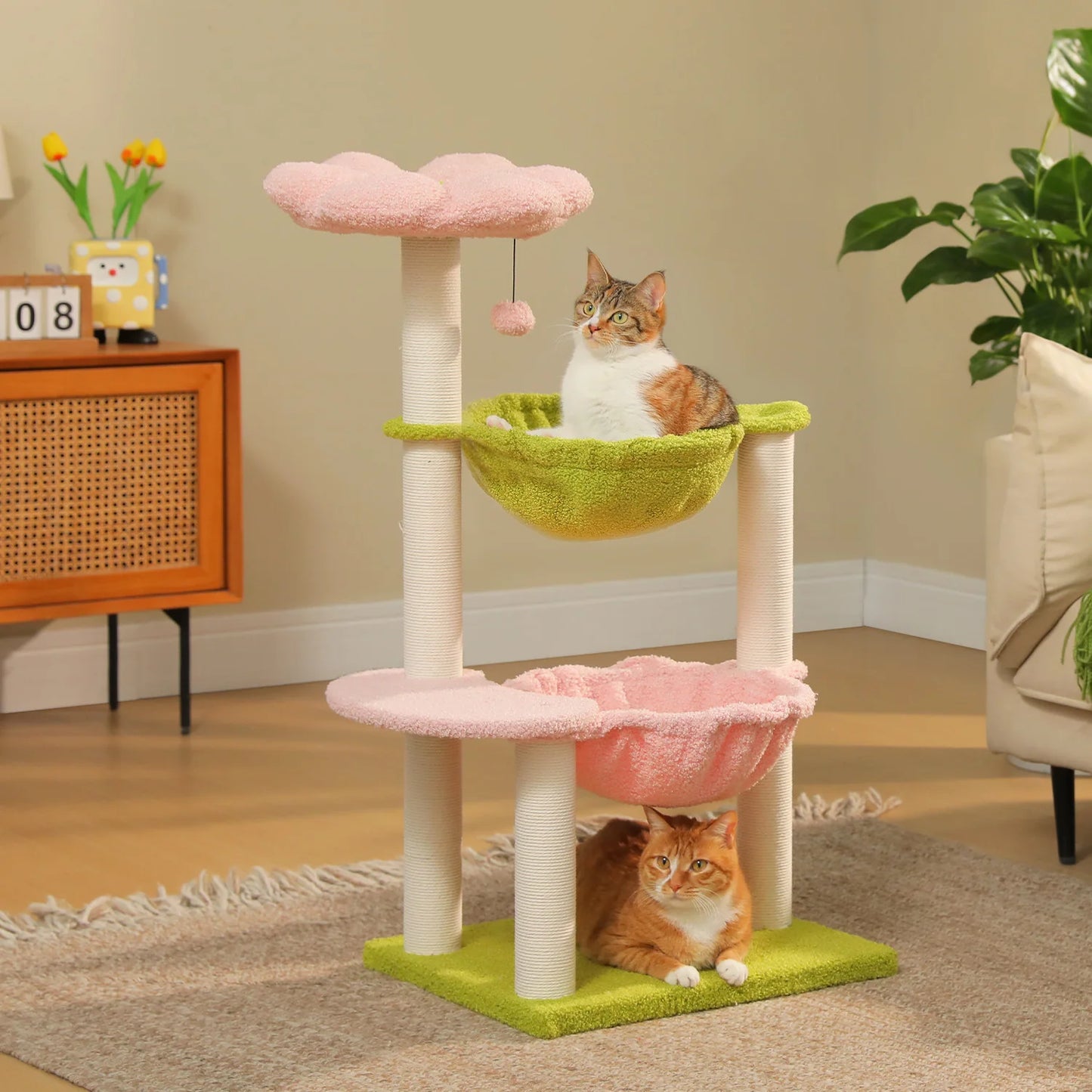 PAWZ Road Flower Cat Tower With Sisal Posts And Hammocks