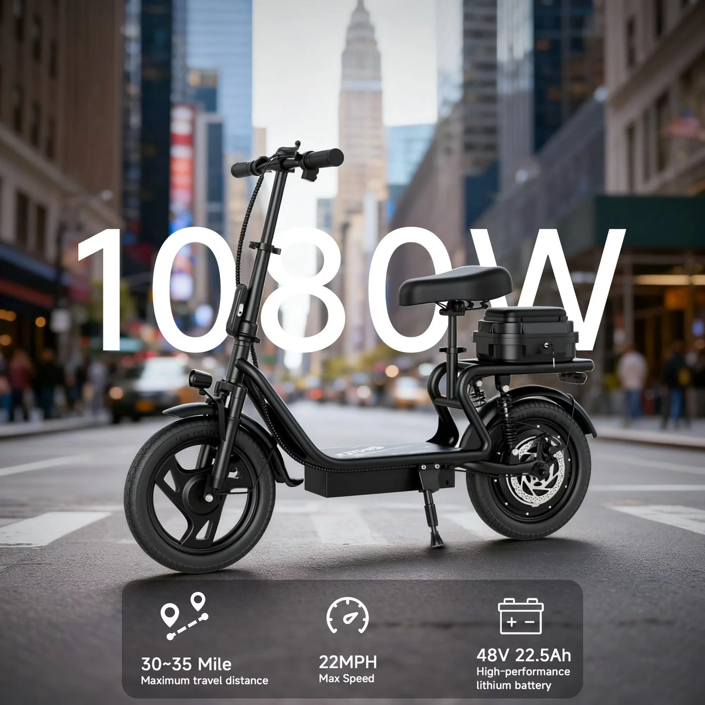 AOVOPRO Folding 14-Inch Electric Scooter With Dual Suspension 22 MPH