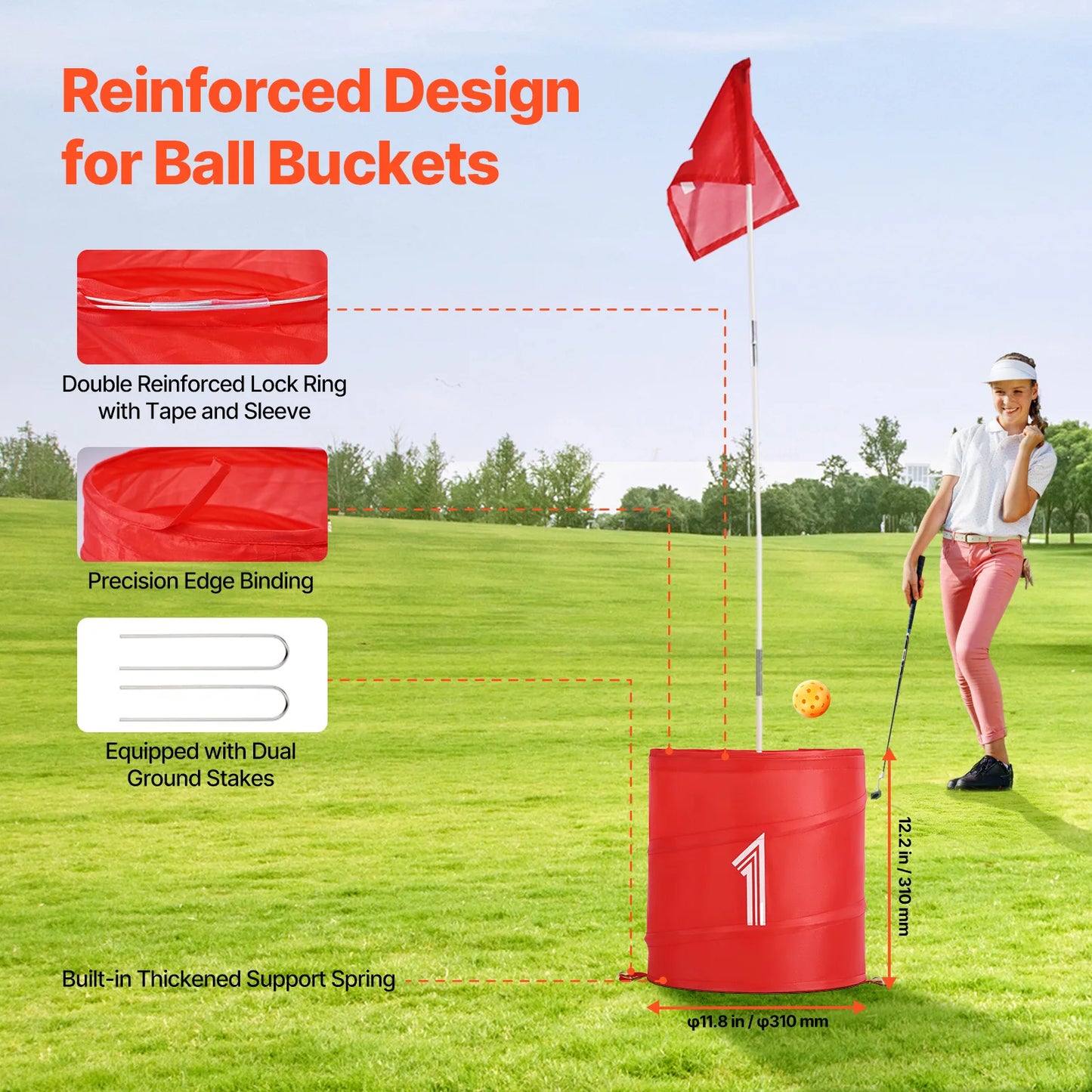 SucceBuy Backyard Golf Game 3 Hole Portable Bucket Set