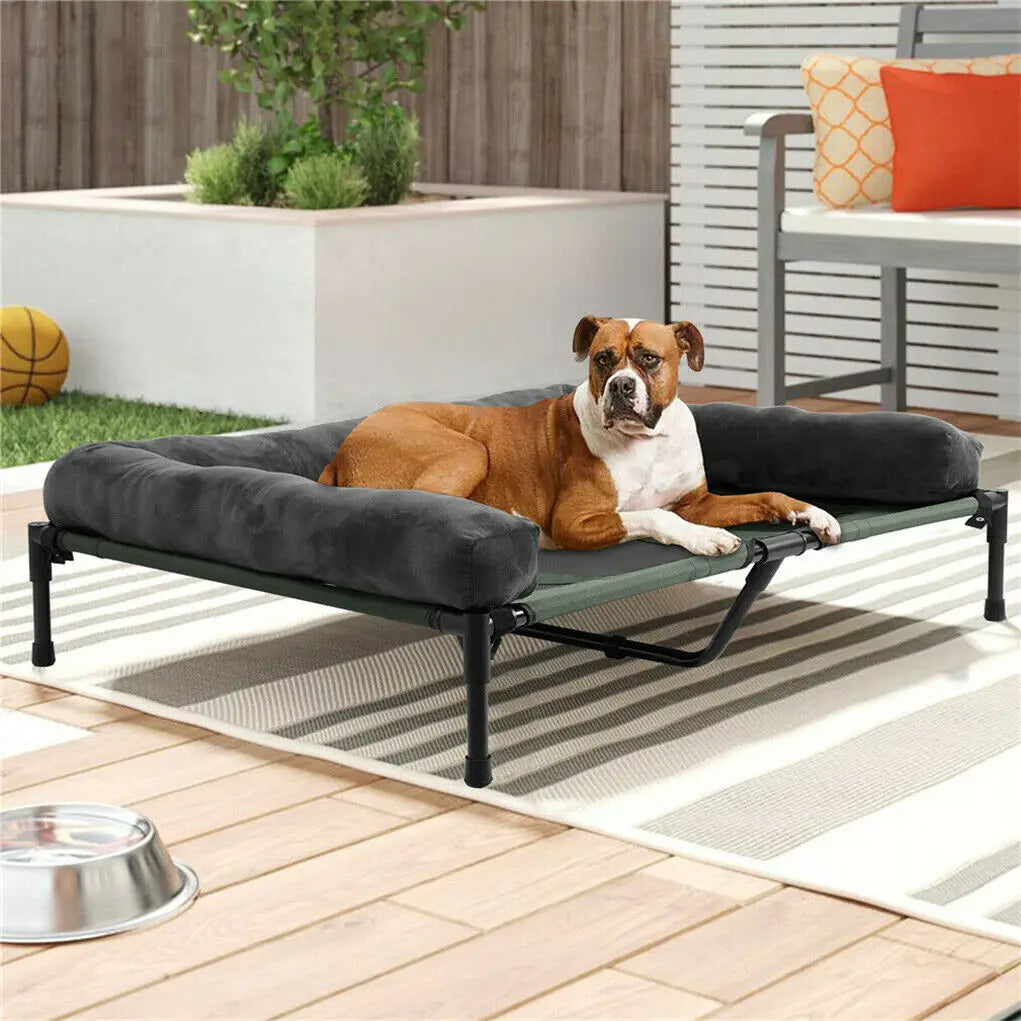 BINGOPAW Elevated Outdoor Pet Lounger Bed With Detachable Bolster Cooling