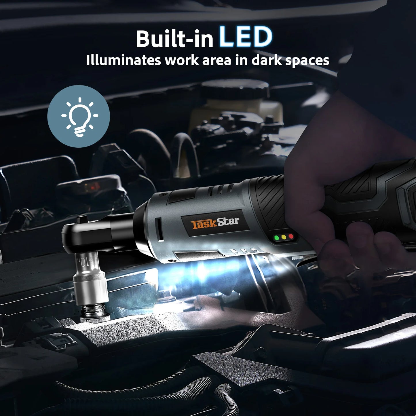 TaskStar Cordless Ratchet Wrench Kit With Battery And Charger