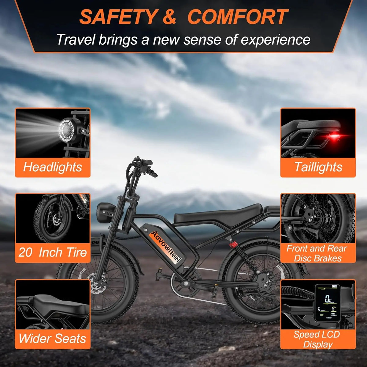 Aovopro 1500W Electric Bicycle Featuring Durable Steel Construction
