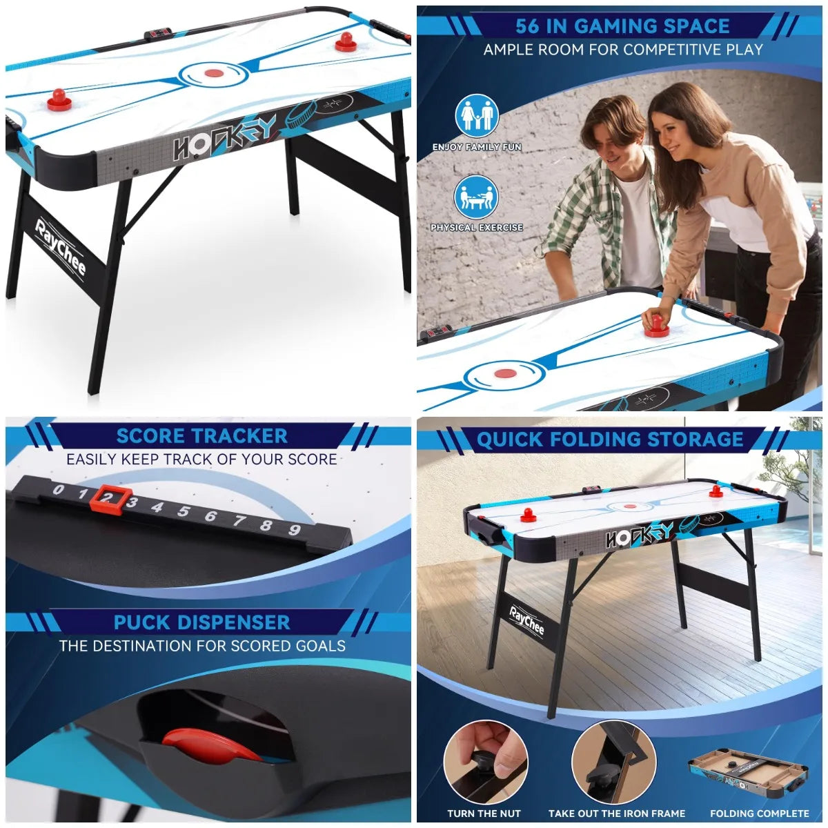 YTYIN Foldable Air Hockey Table With Digital LED Scoring