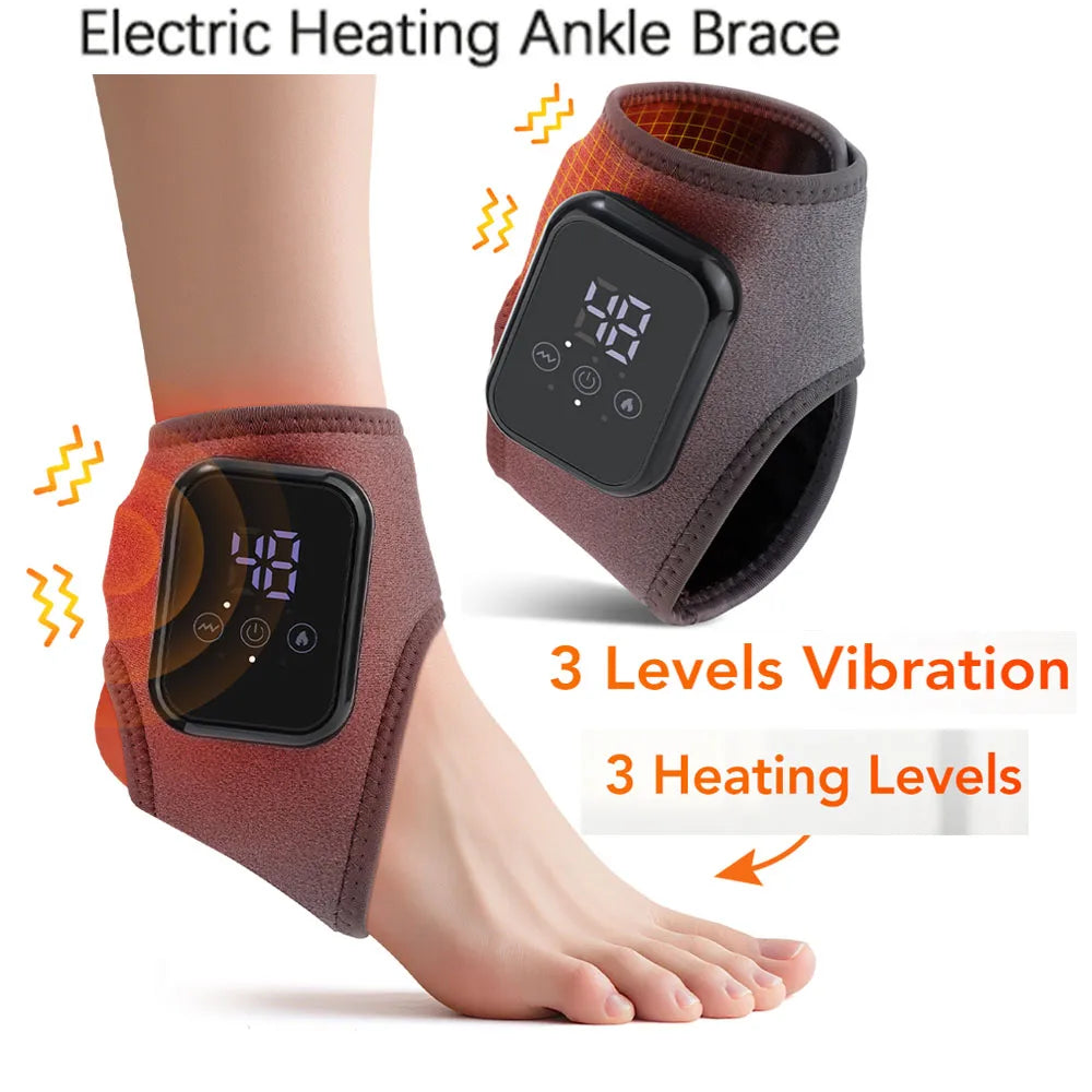 Hailicare Rechargeable Electric Ankle Massage Brace With Heat And Vibration