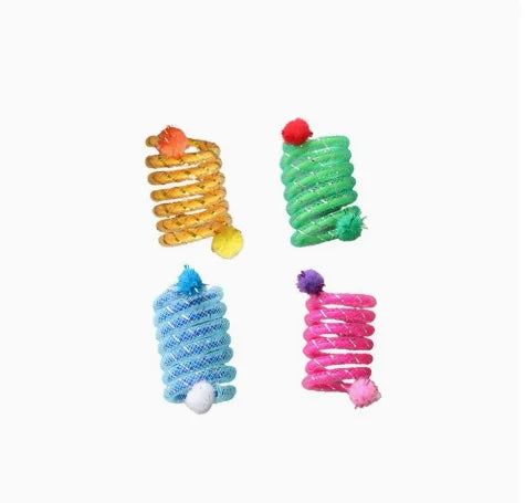 Interactive Bite Resistant Spring Cat Toy With Elastic Wool Ball
