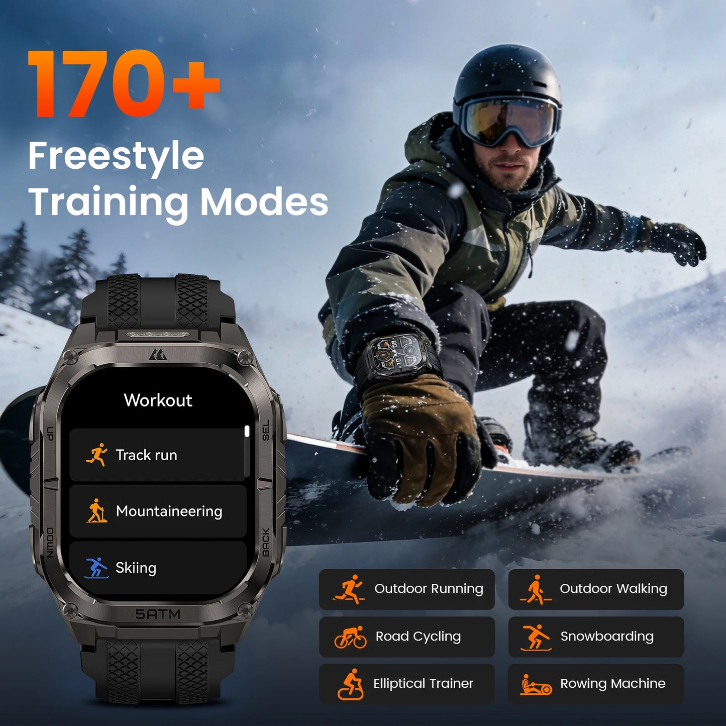 KOSPET Tank M4C Rugged Smartwatch With GPS 5ATM Waterproof