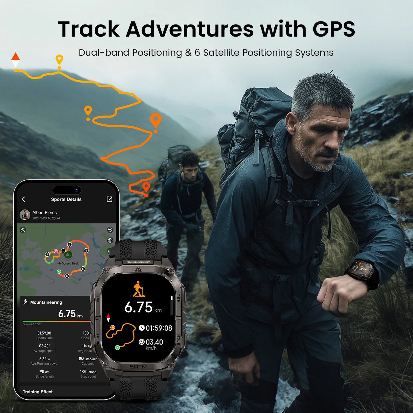 KOSPET Tank M4C Rugged Smartwatch With GPS 5ATM Waterproof