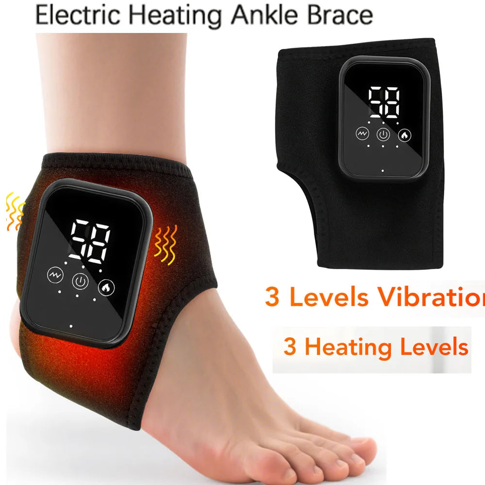Hailicare Rechargeable Electric Ankle Massage Brace With Heat And Vibration