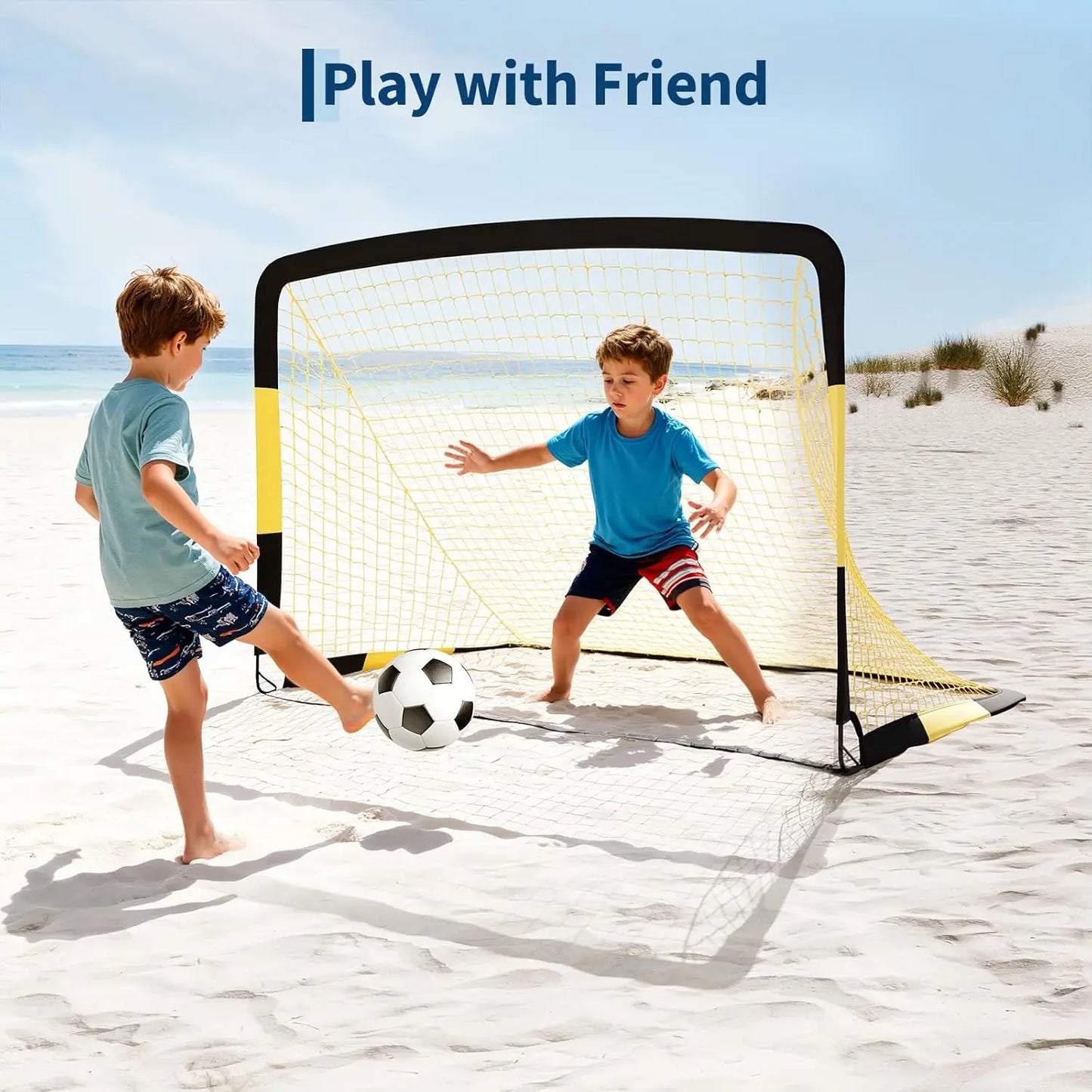 Heavy Duty Portable Soccer Goal With Steel Frame And Rebounder
