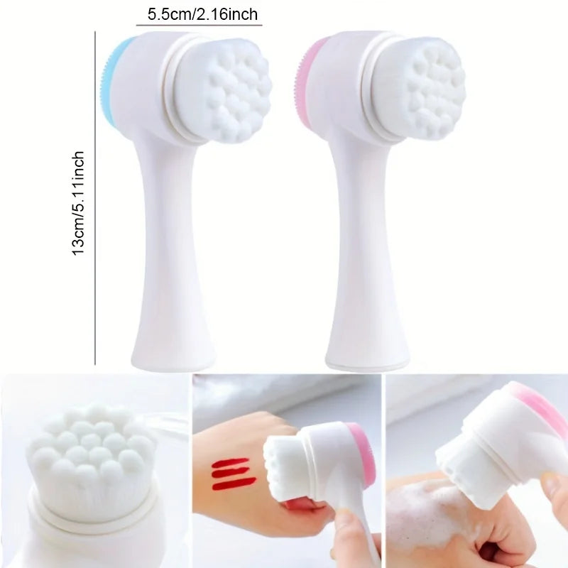 Silicone Double Sided Facial Brush For Exfoliation And Pore Cleansing