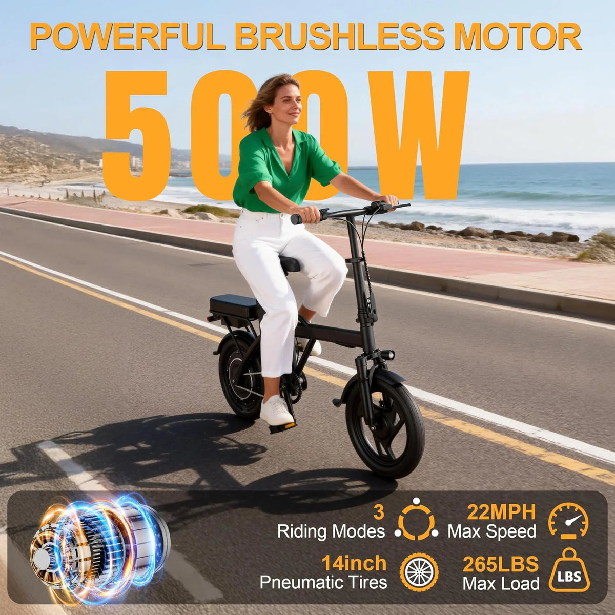 Ladped 14 Inch Foldable Electric Bike With Two Seats
