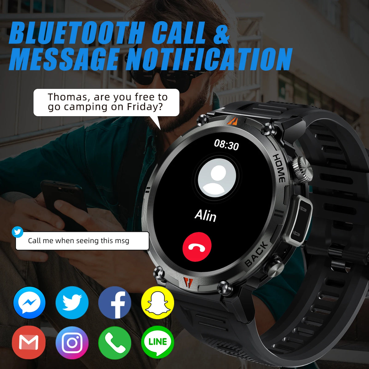 LaNikar KE3 Full Touch Bluetooth Smartwatch With Health Monitoring