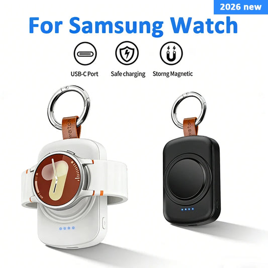 1800mAh Magnetic Wireless Portable Watch Charger for Samsung Galaxy Watch 8/7 Classic 5/4 Pro/3 Active USB Type C Fast Charging