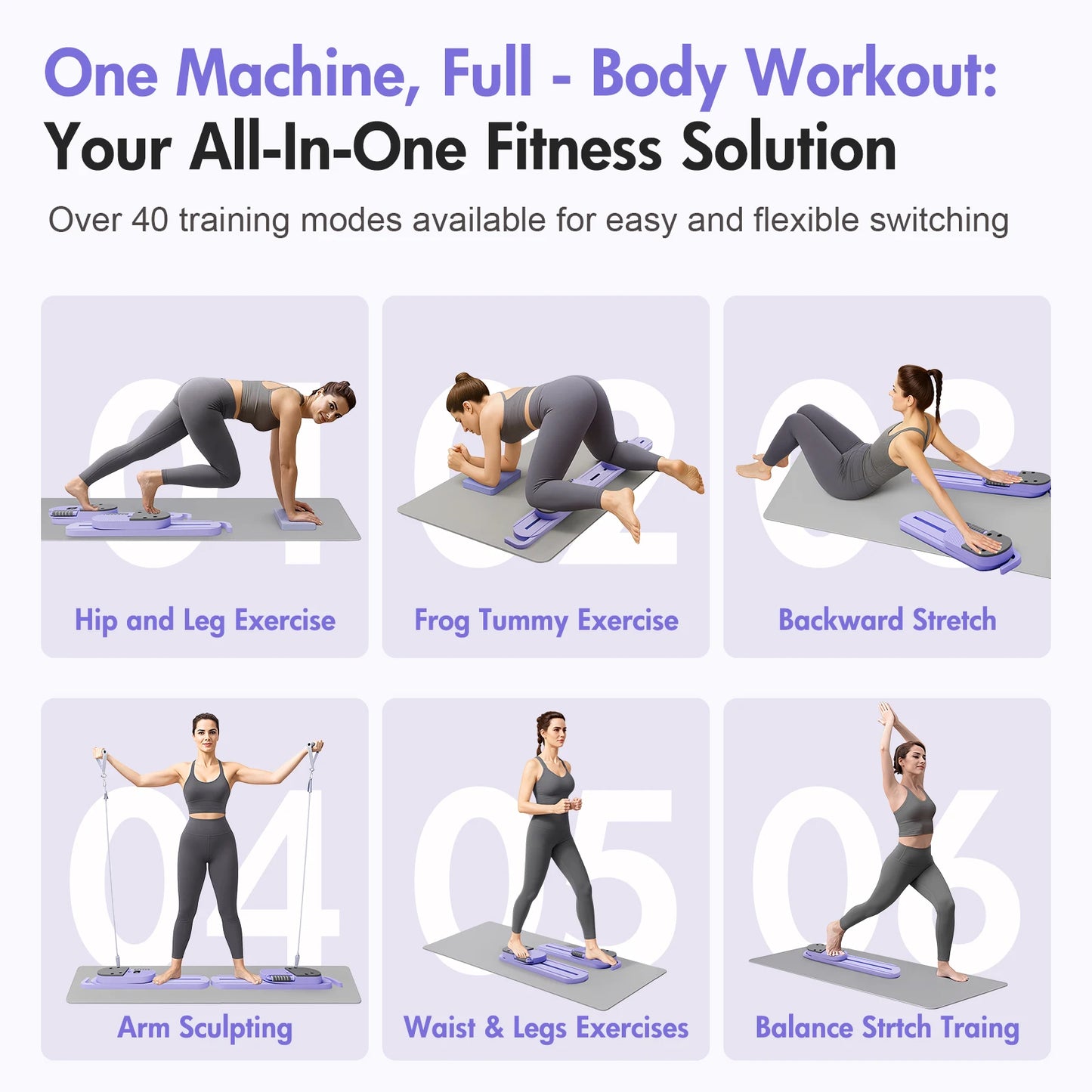 Pilates Reformer Board AB Portable Split Resistance Gym Kit