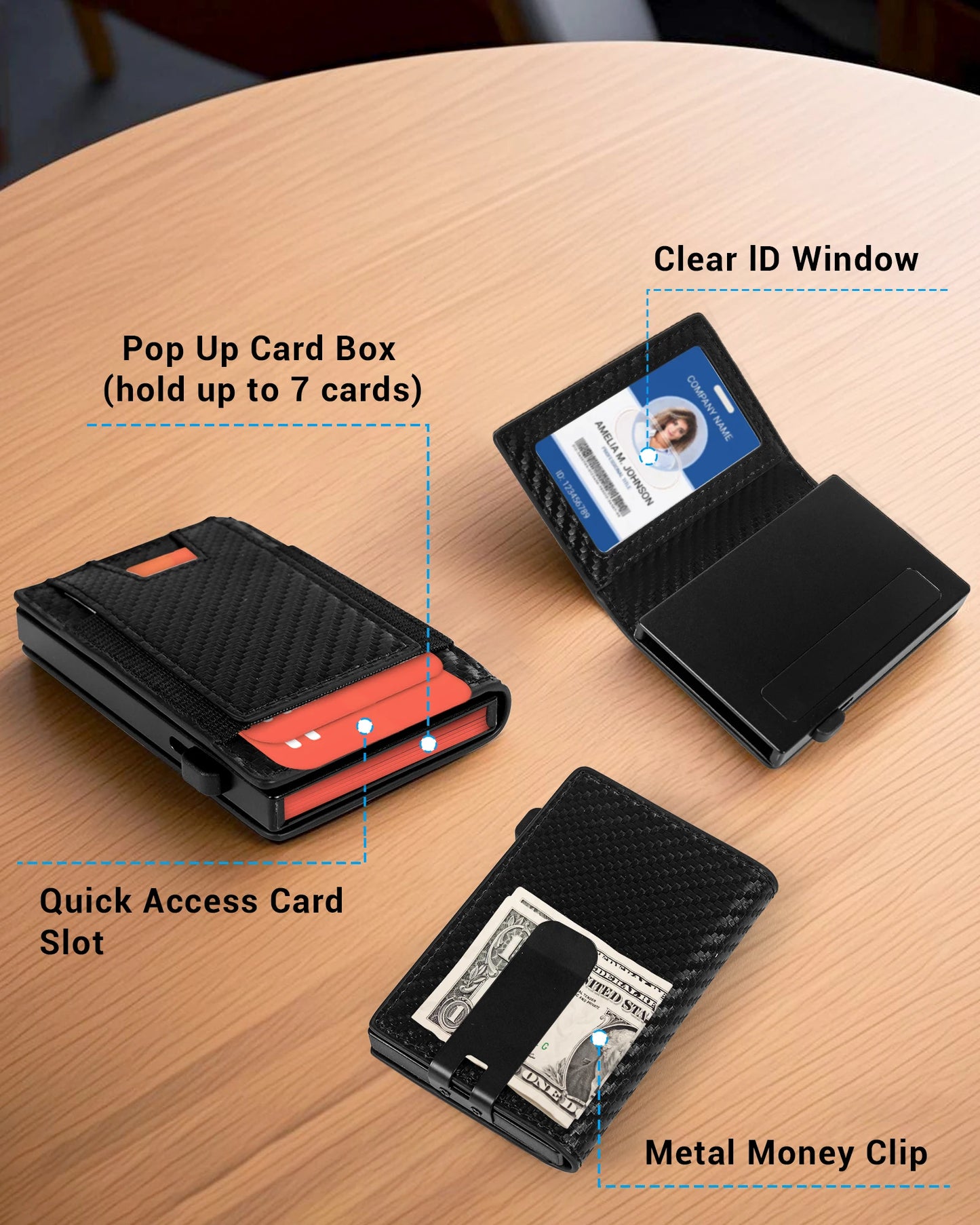 Ztellhim Slim Aluminum RFID Blocking Wallet With Money Clip