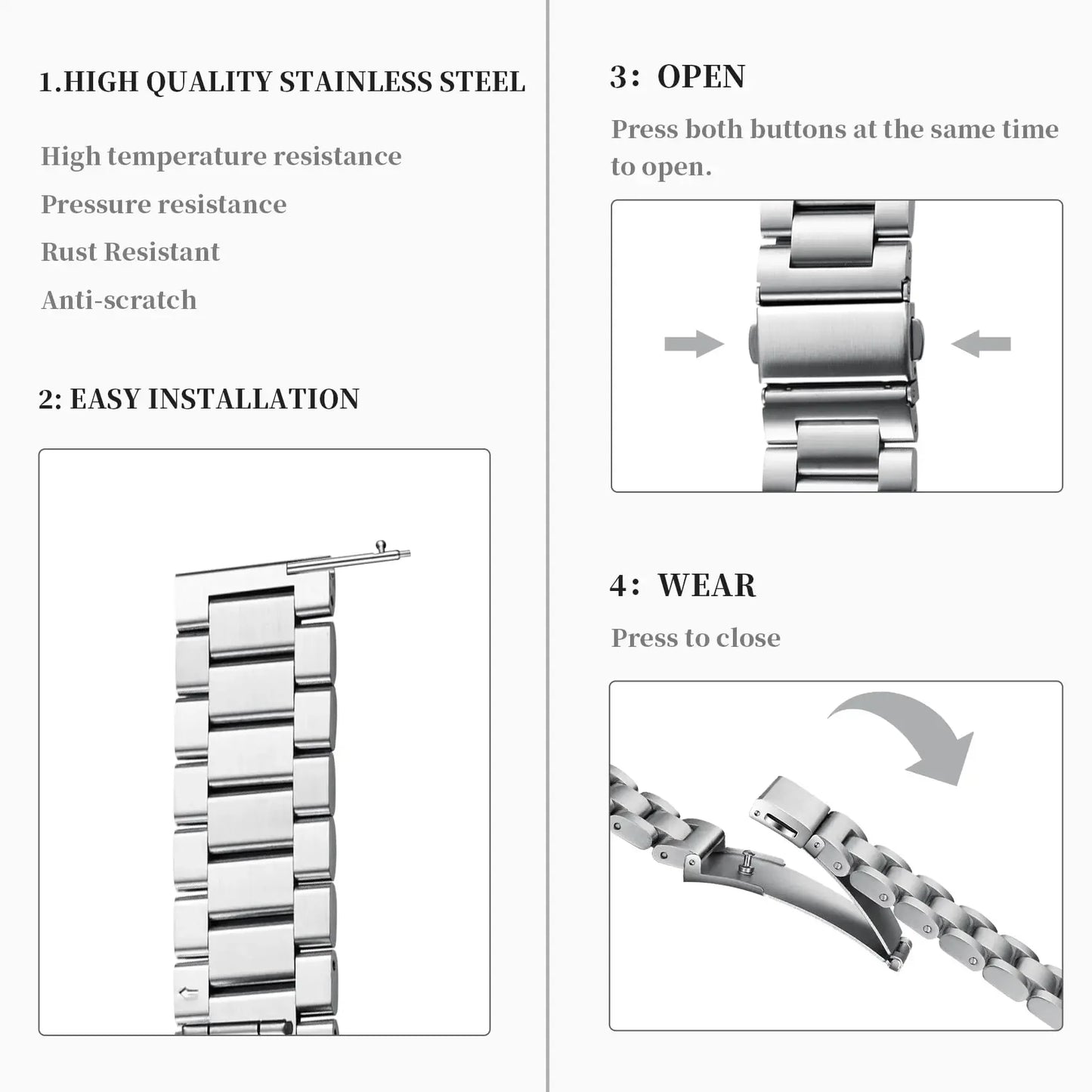 No Gaps Steel Strap for Samsung Galaxy Watch 7 6 5 4 40mm 44mm 5Pro 45mm Metal Band for Galaxy Watch 6 4 Classic 47mm 46mm 43mm