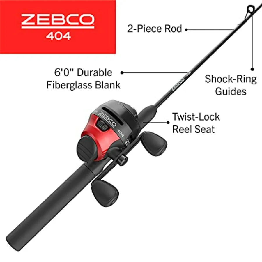 404 Spincast Reel and Fishing Rod Combo, 6-Foot 2-Piece Fishing Pole, Size 40 Reel, Right-Hand Retrieve, Pre-Spooled with 15-Po