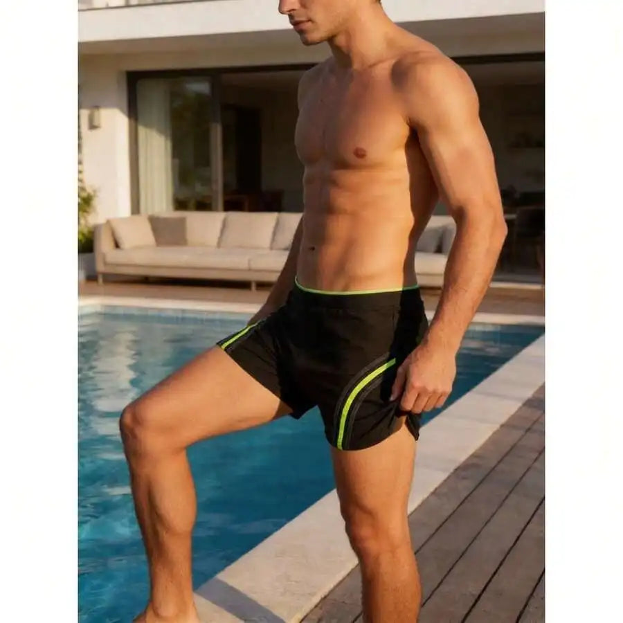 Men's Square Leg Swim Trunks With Drawstring For Water Sports