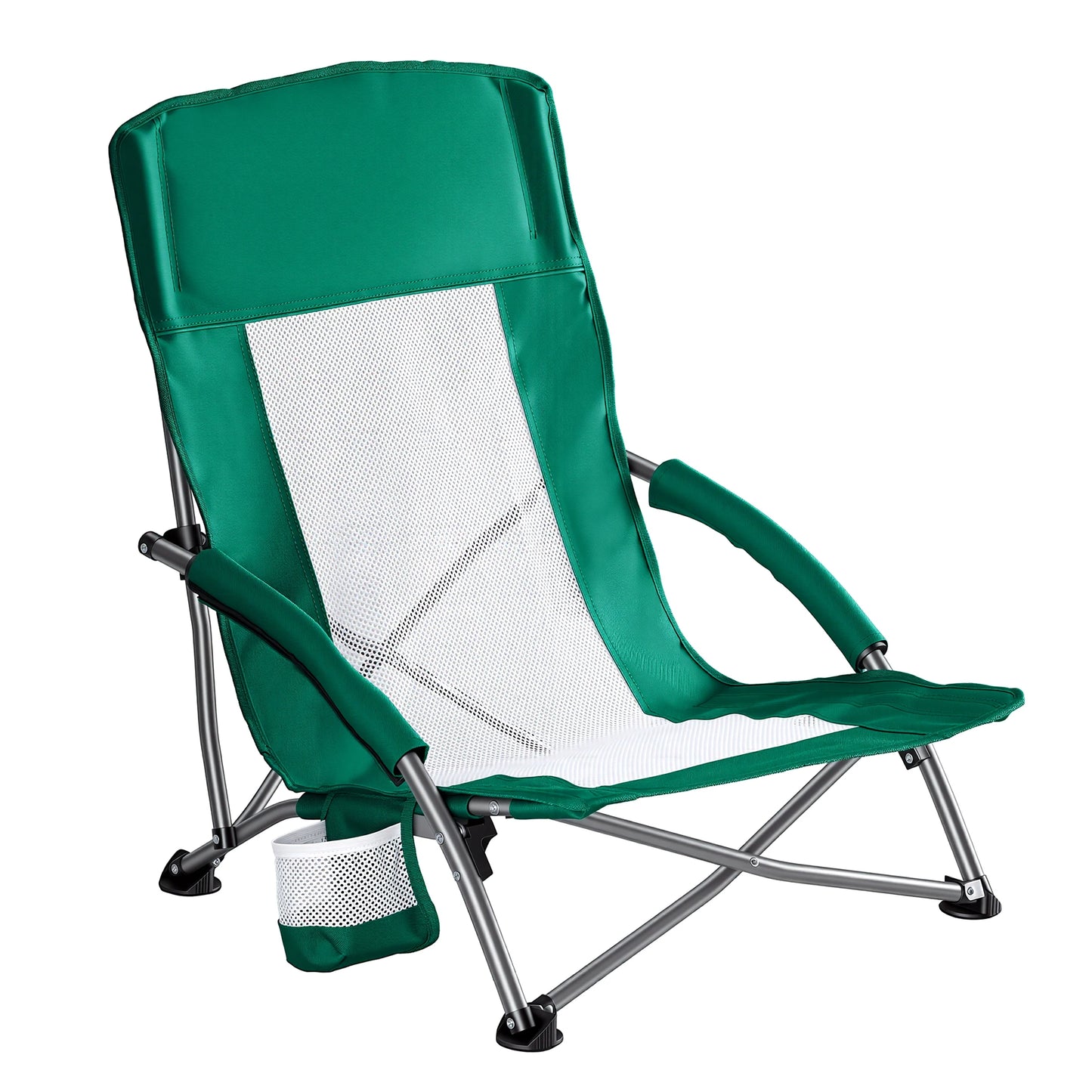 JHK Portable Camping Beach Chair Mesh Back Cup Holder