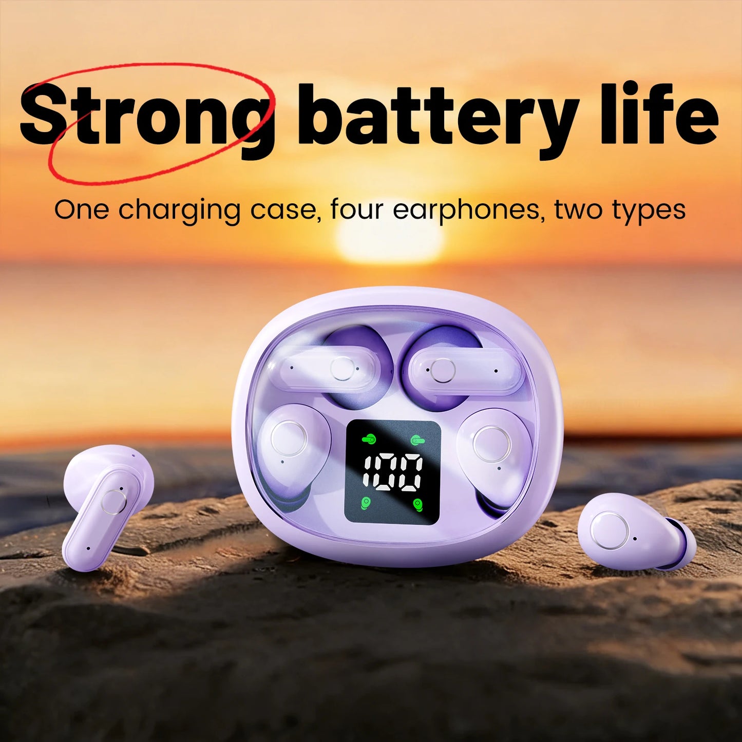 SHUKE 2in1 Wireless Bluetooth Earbuds With Noise Cancellation