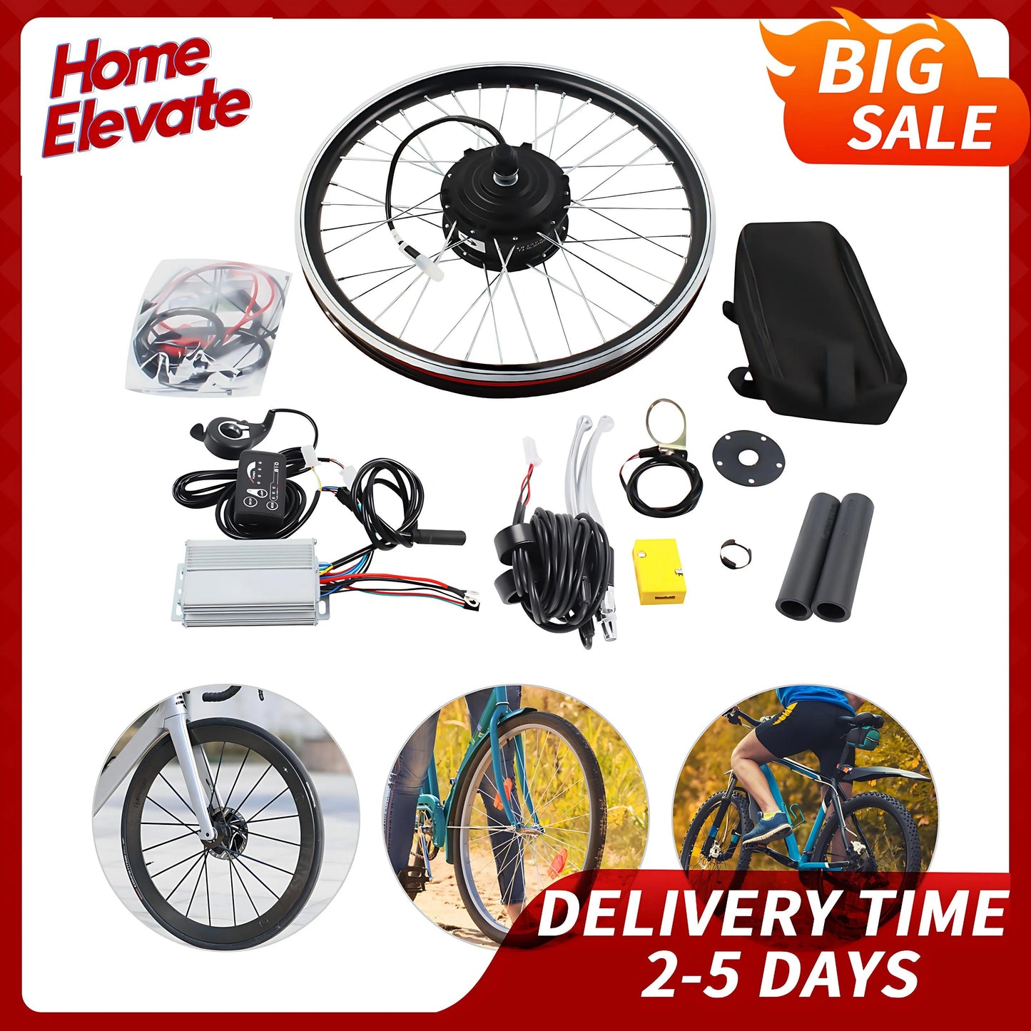 Bymaocar 36V 250W Electric Bike Conversion Kit With LED Display