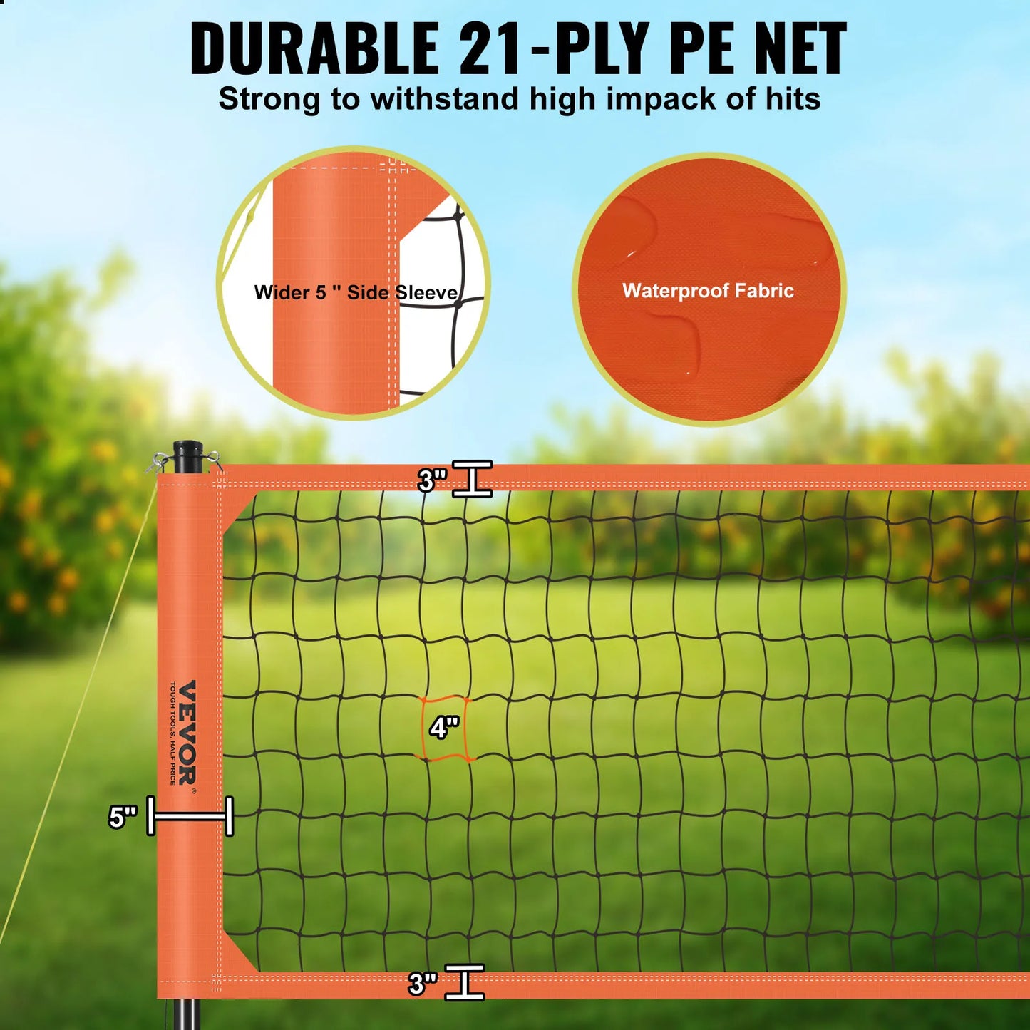 SucceBuy Portable Volleyball Net System With Adjustable Height Aluminum Poles