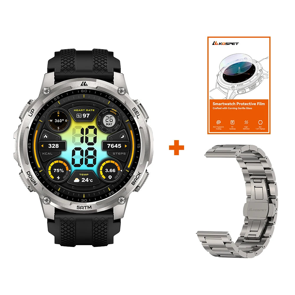 Kospet Tank T4C Smartwatch Dual Band GPS Rugged Outdoor 50M Waterproof