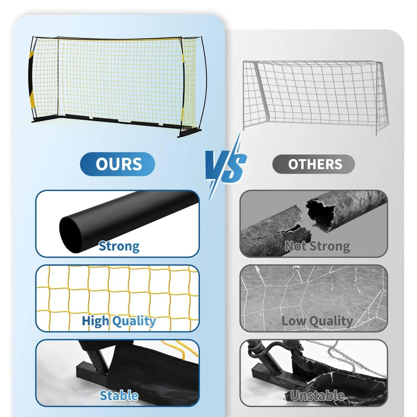 HiMISS Portable Metal Frame Soccer Goal With Bag Heavy Duty